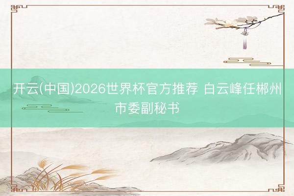 开云(中国)2026世界杯官方推荐 白云峰任郴州市委副秘书