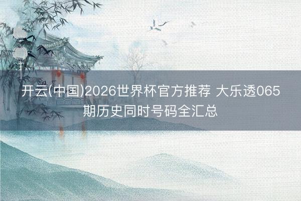 开云(中国)2026世界杯官方推荐 大乐透065期历史同时号码全汇总