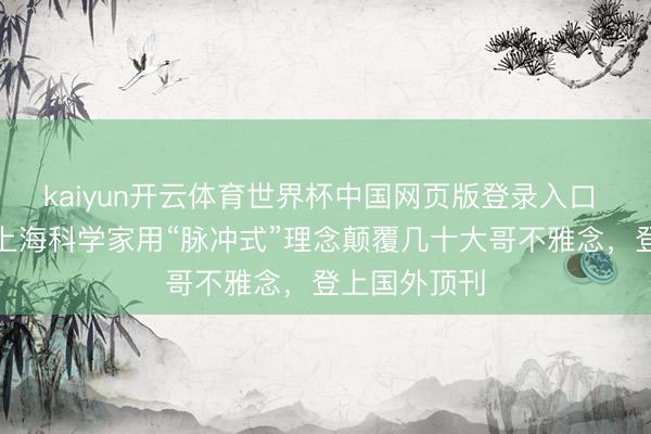 kaiyun开云体育世界杯中国网页版登录入口 反治其身！上海科学家用“脉冲式”理念颠覆几十大哥不雅念，登上国外顶刊