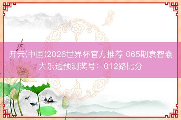 开云(中国)2026世界杯官方推荐 065期袁智囊大乐透预测奖号：012路比分