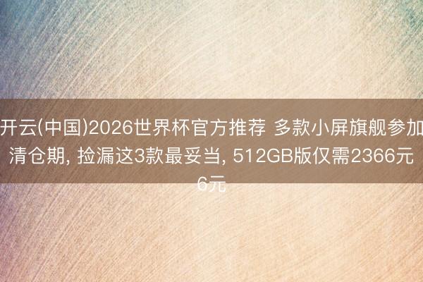 开云(中国)2026世界杯官方推荐 多款小屏旗舰参加清仓期， 捡漏这3款最妥当， 512GB版仅需2366元